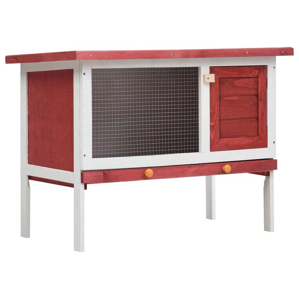  Rabbit Hutch Red Solid Pine Wood One Size Adjustable Armrests