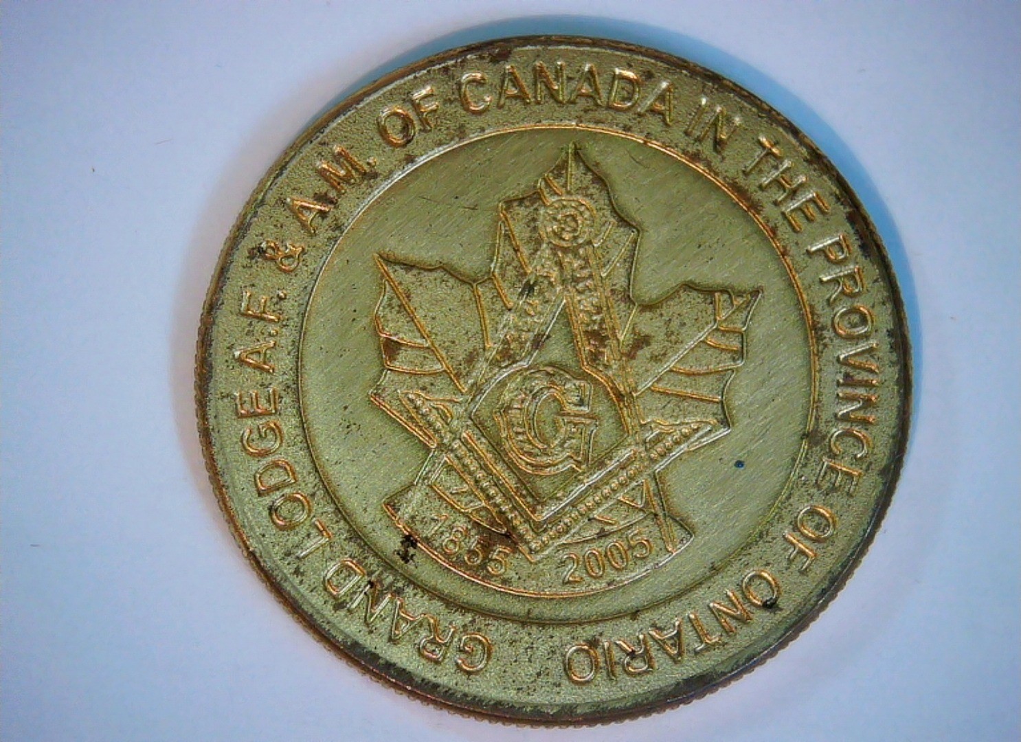 Canada 2005 $1 Canadian $1 (Loonie) - 150th Anniversary of the Grand Lodge A.F.