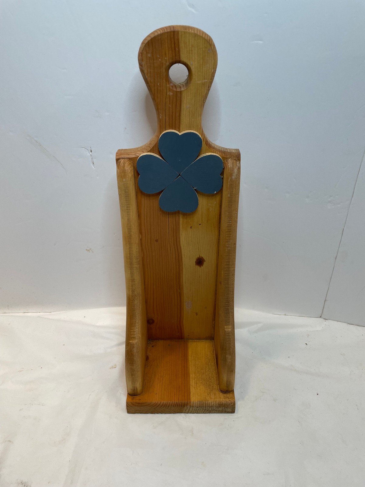 Vintage Rustic Country Wood Wall Shelf Paper Towel Holder Primitive Decor 16"