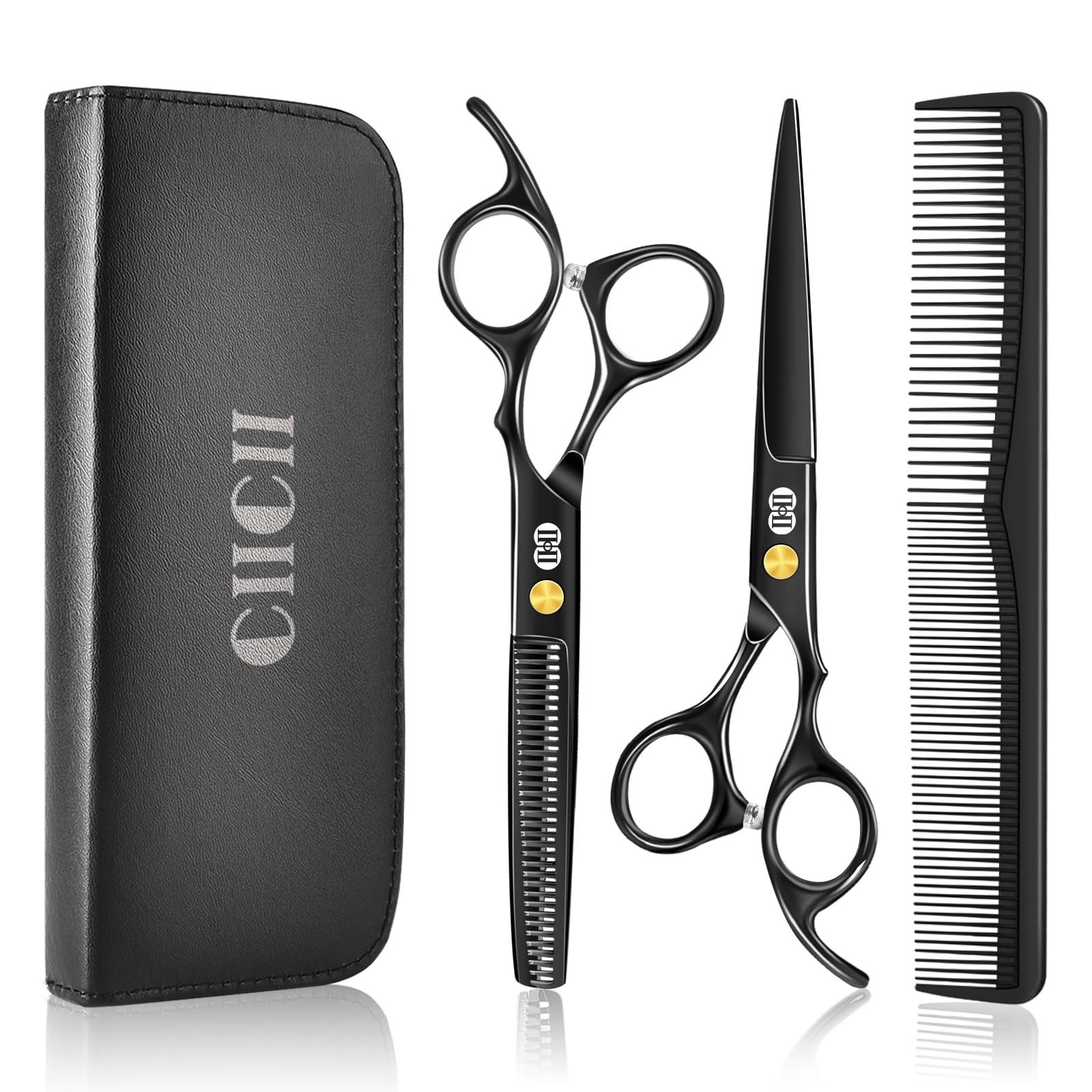 Hair Cutting Scissors Shears Kit, Professional Barber Haircut Scissors Set (6...