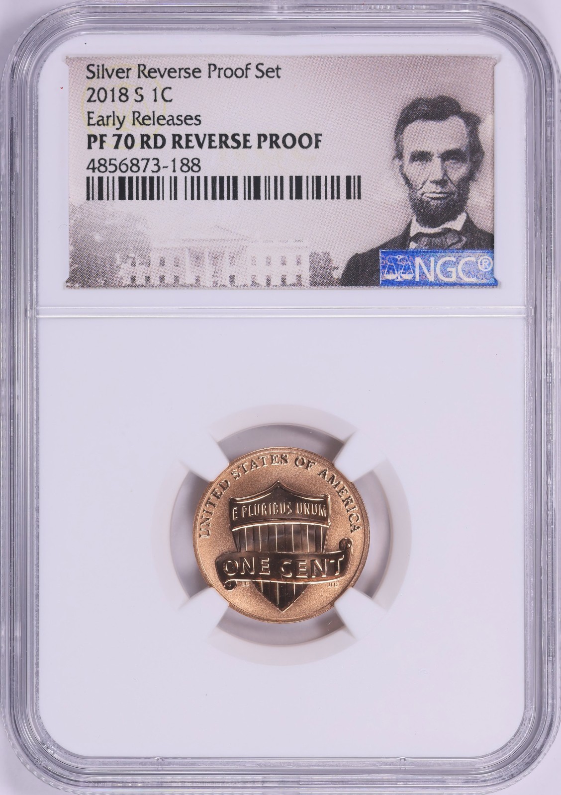 2018 S Lincoln Shield Cent Reverse Proof Red Coin NGC PF70 Early Releases
