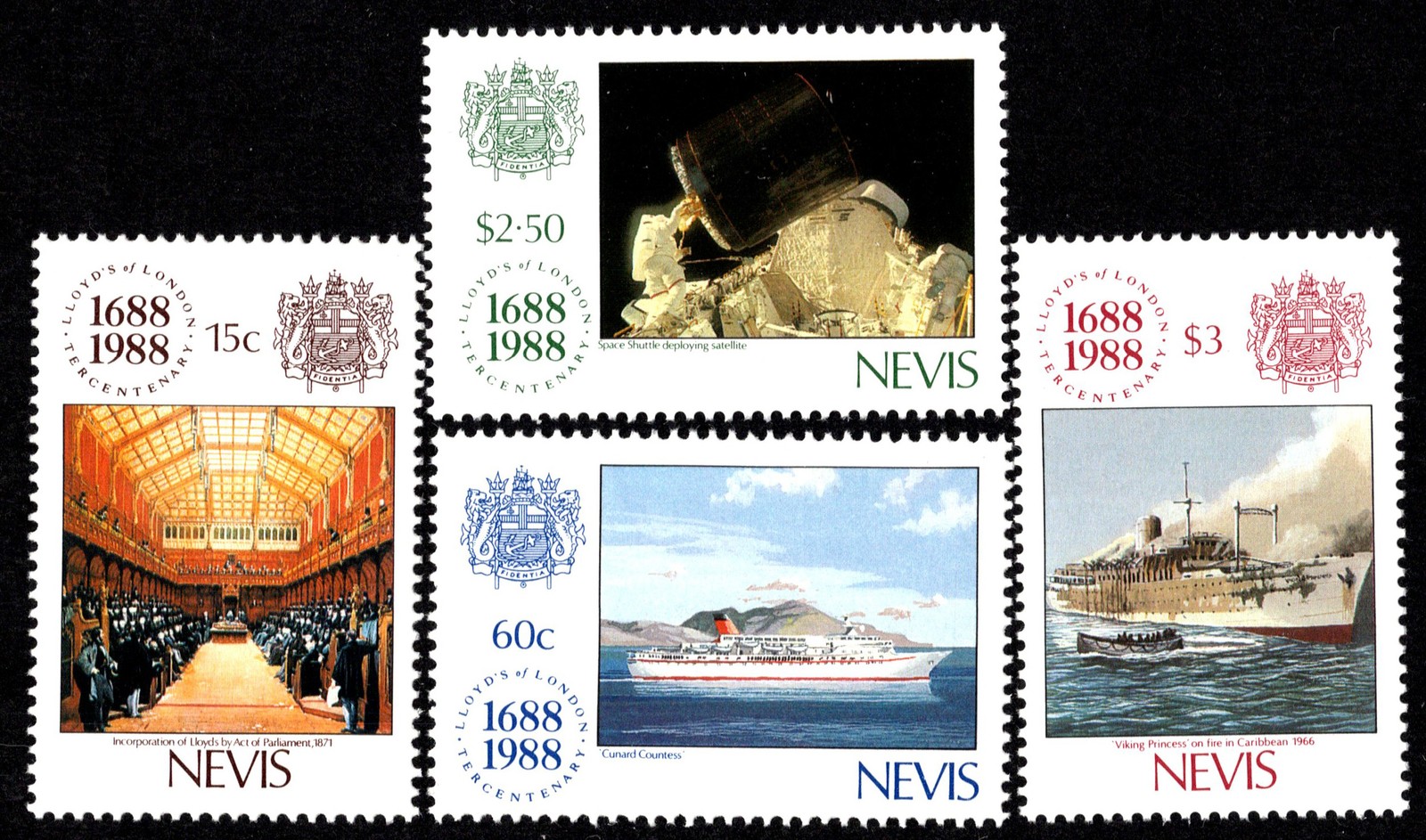 Nevis Scott 571-574 Mint never hinged.
