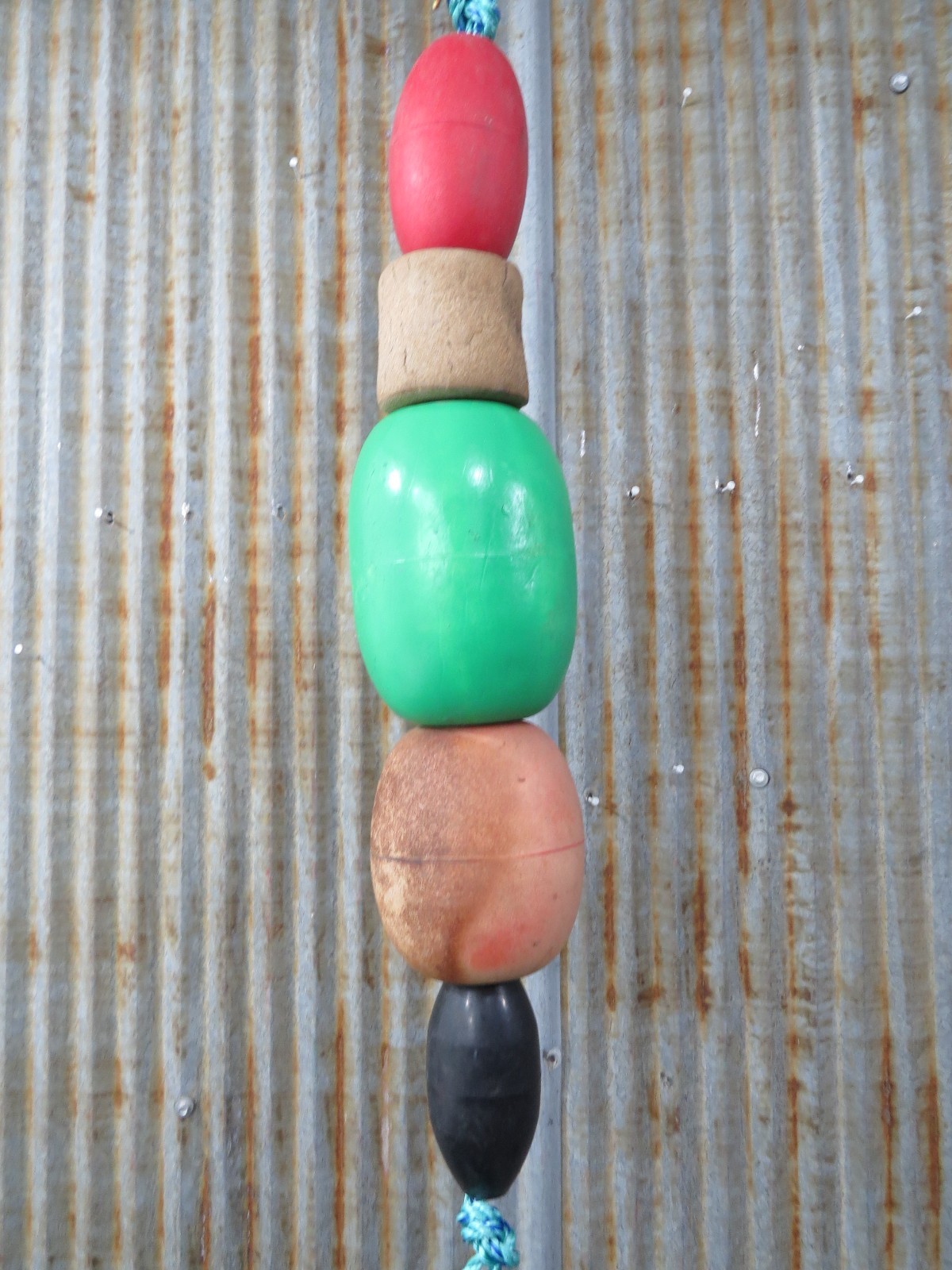 5 Old Fish Net Floats 23+ Inches Long Fishing Buoys Bouys Tiki Hut Bar  -(SF545)