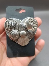 Metal Heart Shaped Misc Coin Button Gem Horse Brooch Pin Jewelry 