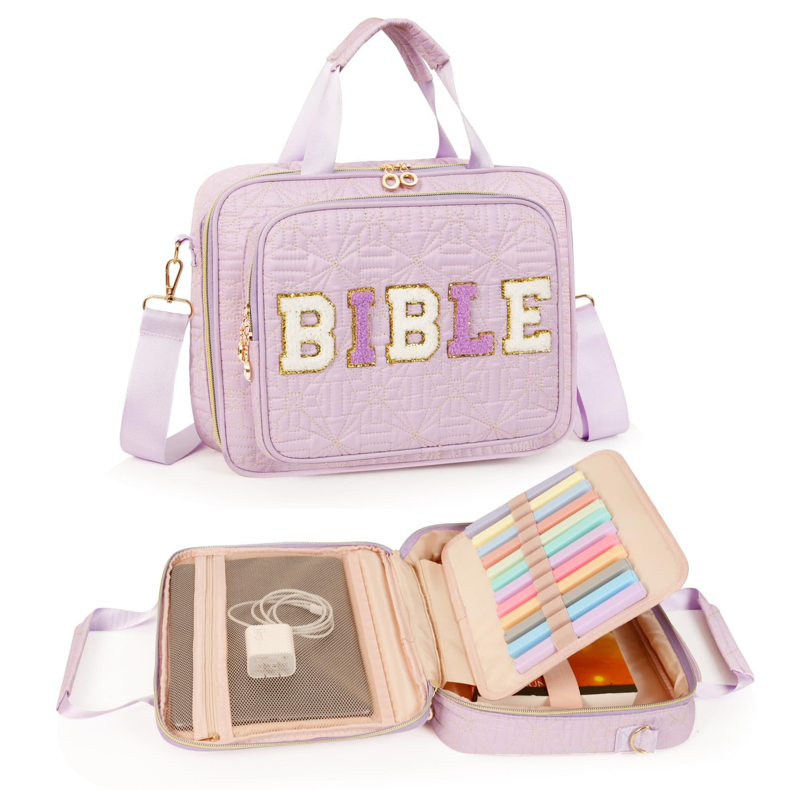 Bible Cover Case for Large Bible Bag with Soft Handle & Shoulder Strap, Bible...