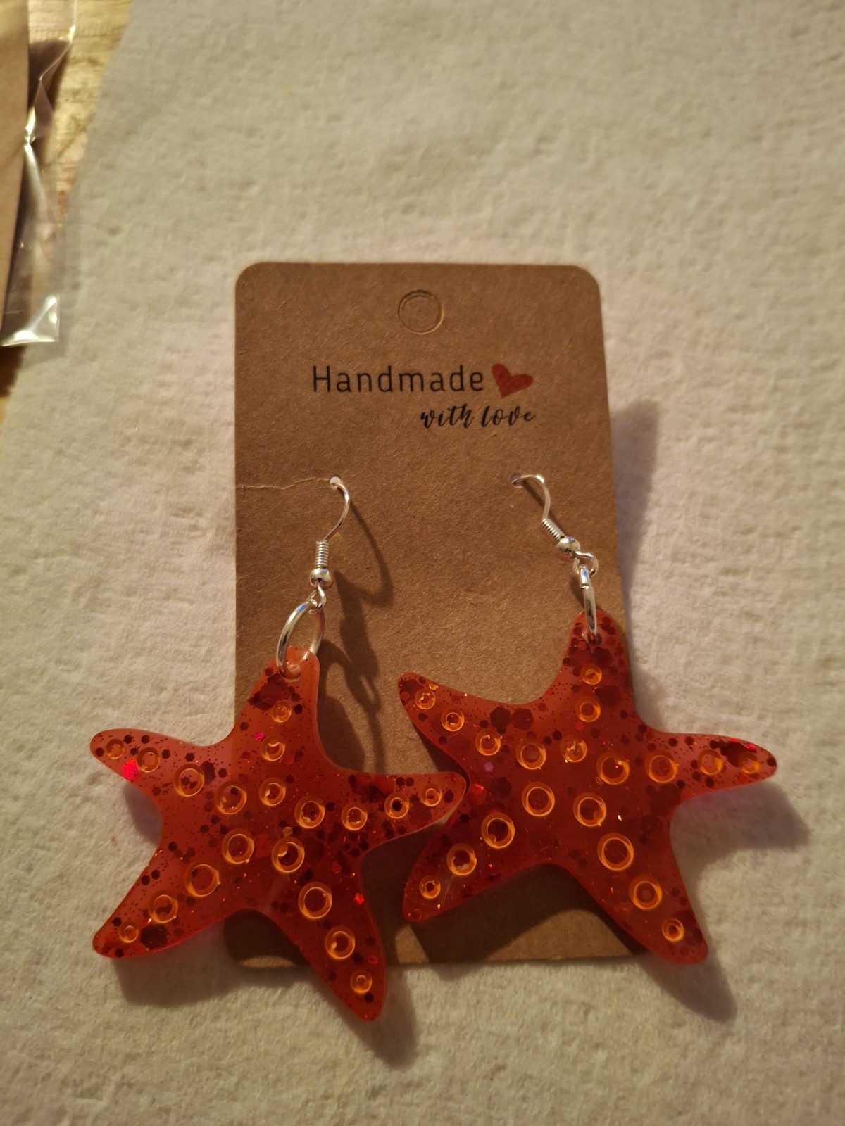 Handcrafted Starfish Resin Dangle Earrings Orange Women