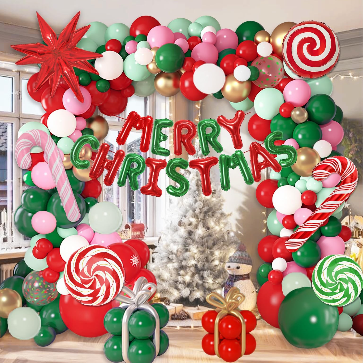 170Pcs Christmas Balloon Garland Arch Kit with 18in, 12in, 10in, 5in, Green 