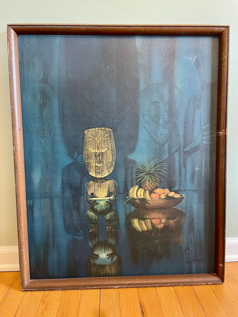 Original Vintage August Holland Pearl of Wisdom 1960s Tiki Print
