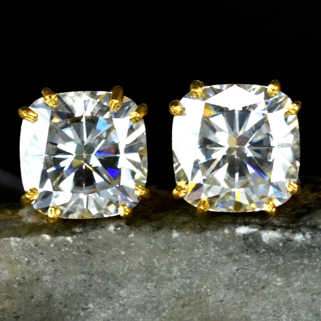 5 Ct Treated Certified Off White Diamond Solitaire Stud Earrings In 925 Silver