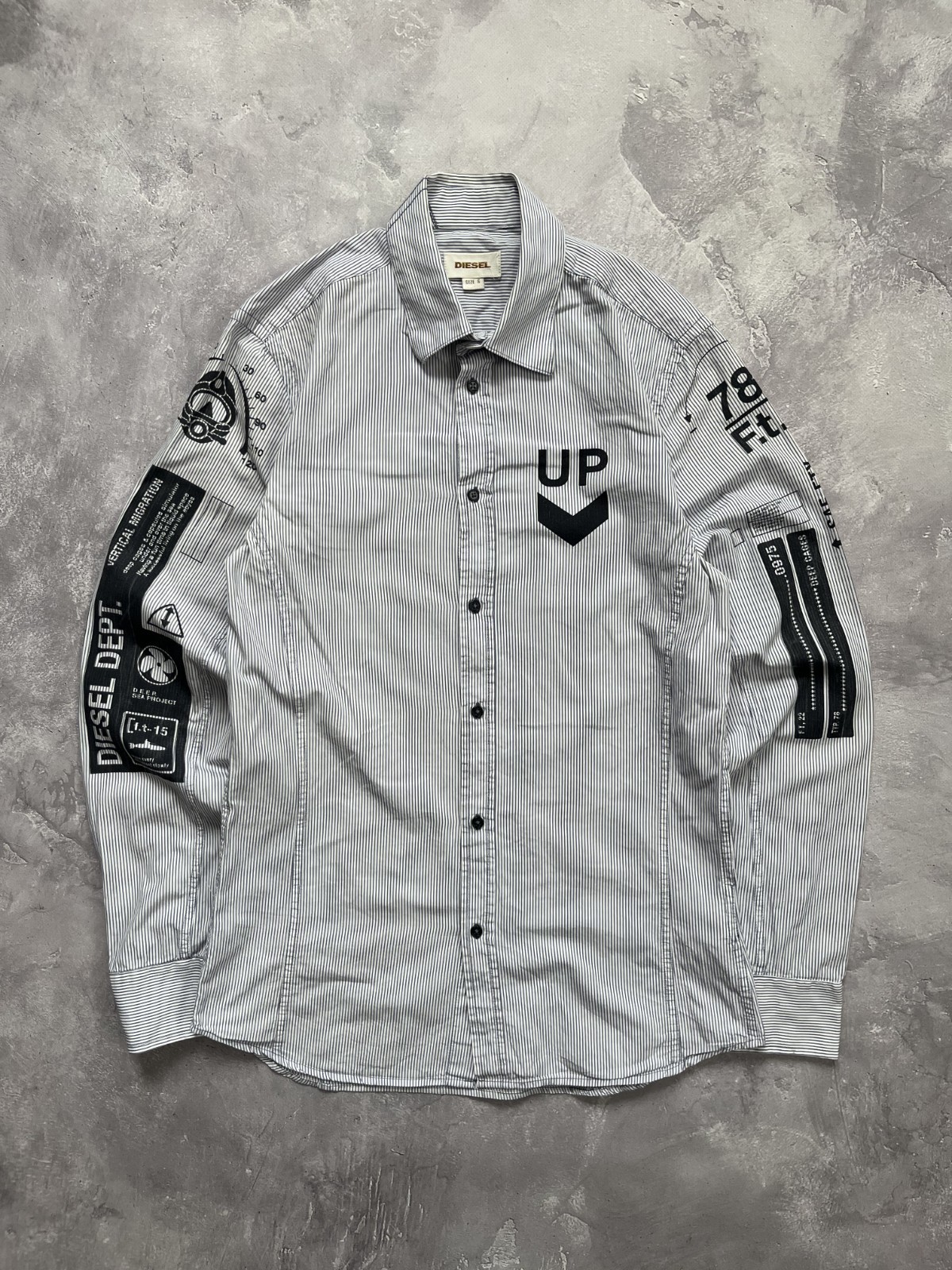 RARE Diesel DEPT. LIQUID SPACE Striped Button Up Shirt Longsleeve Size S