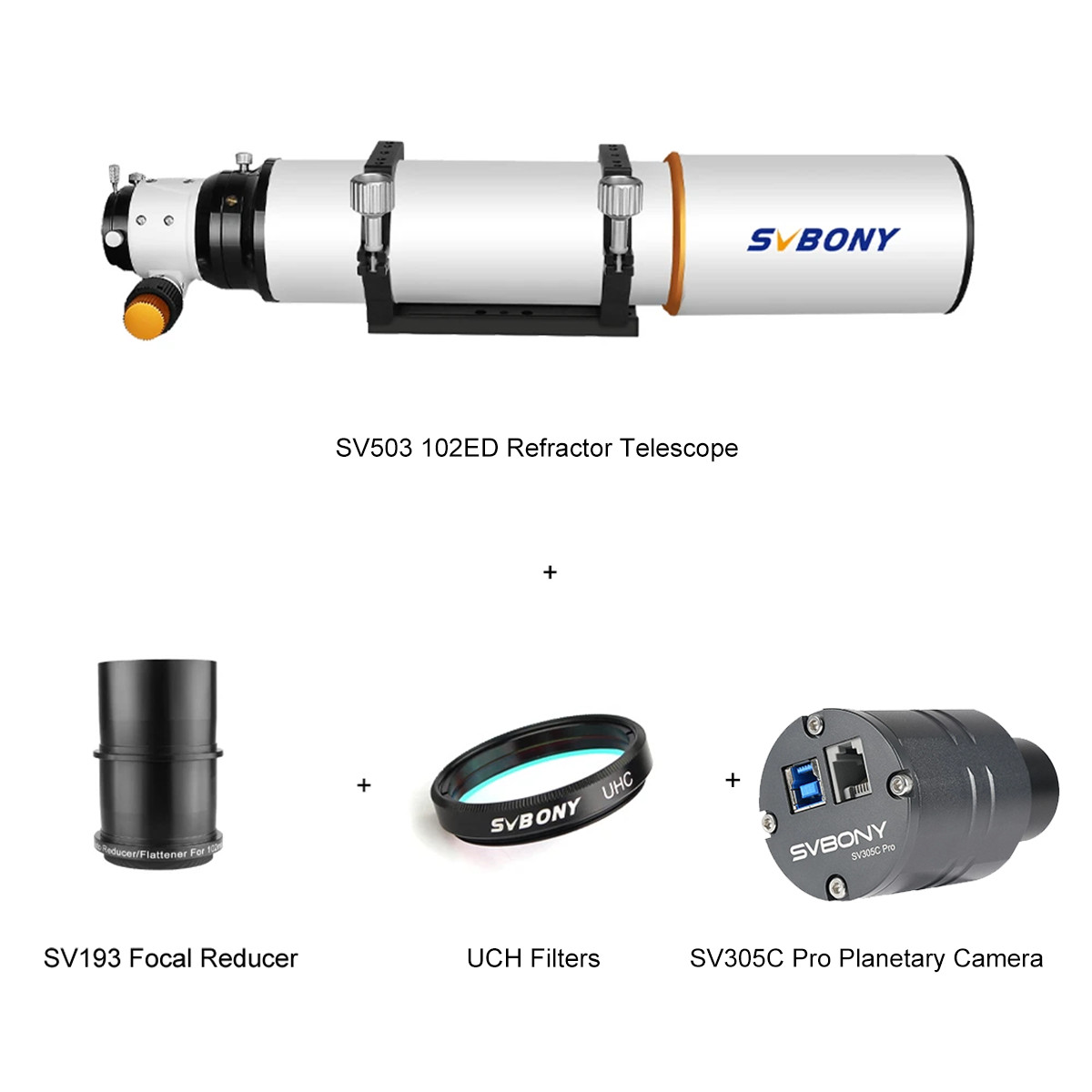 SVBONY SV503 102ED F7 Telescopes Refractor OTA DSO Photography Suit 4Pcs