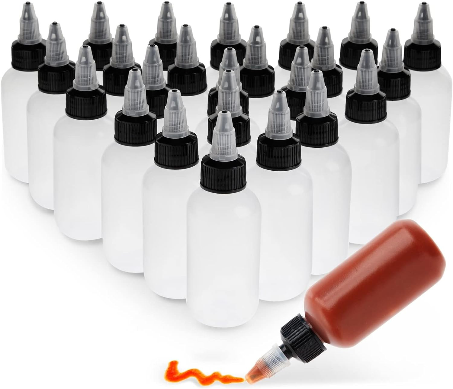 Juvale round Squeeze Bottles - Precision Sauce Containers - Oil Dispenser & Sala