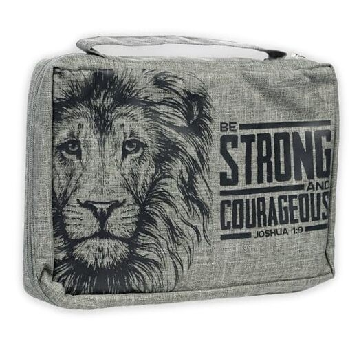  Value Poly-Canvas Bible Cover for Men & Women: Strong & Courageous Bold Lion  