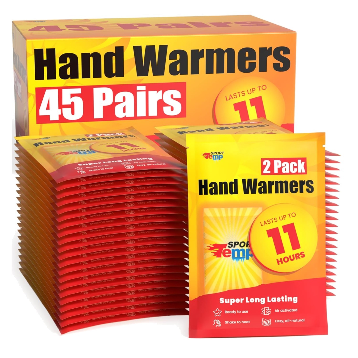 All-Natural Air Activated Hand Warmers - 11 Hours of Heat for Cold Adventures