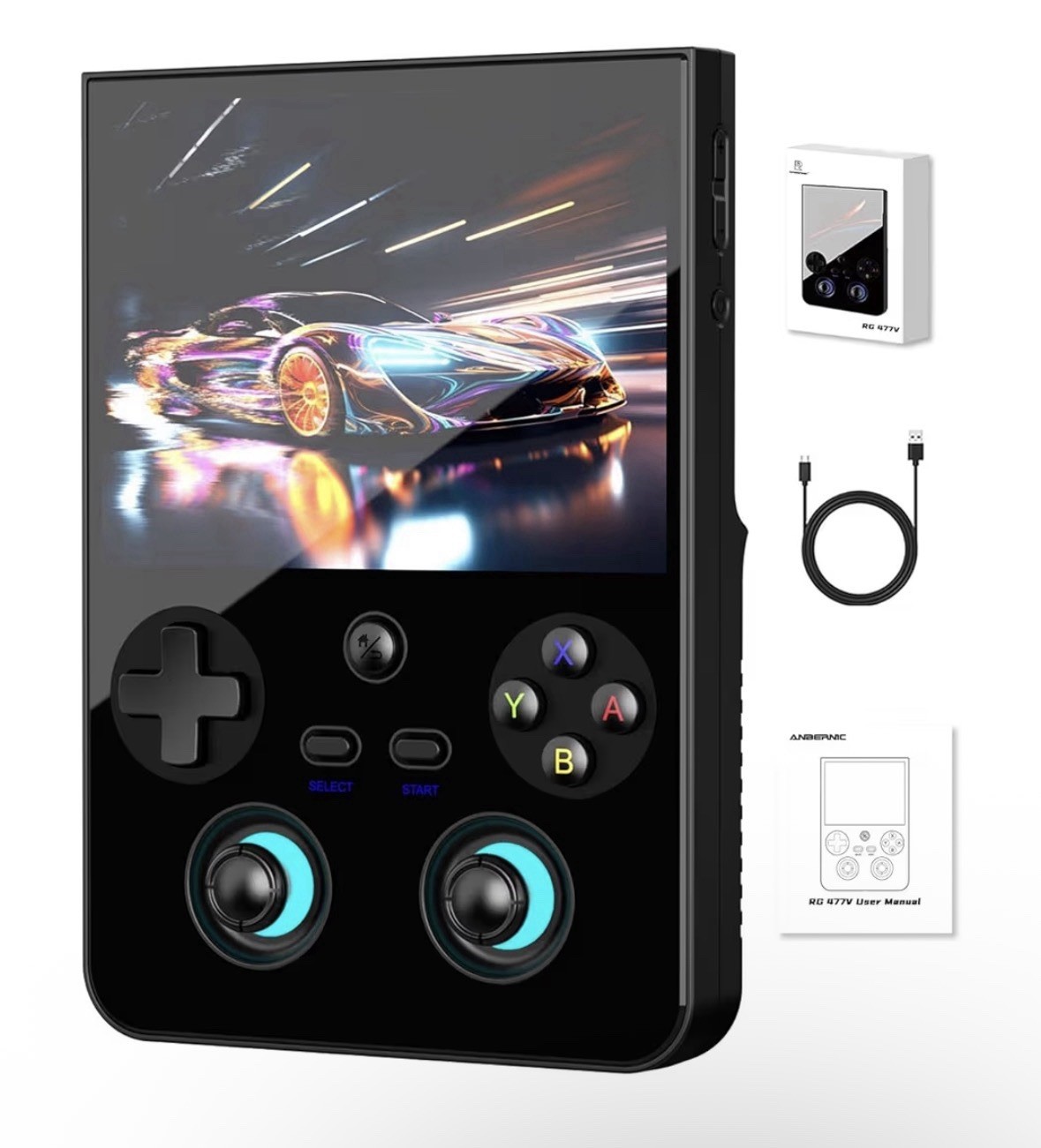 Voacle Anbernic RG477V Retro Handheld Game Console, 4.7 Inch Touch Screen/No Box