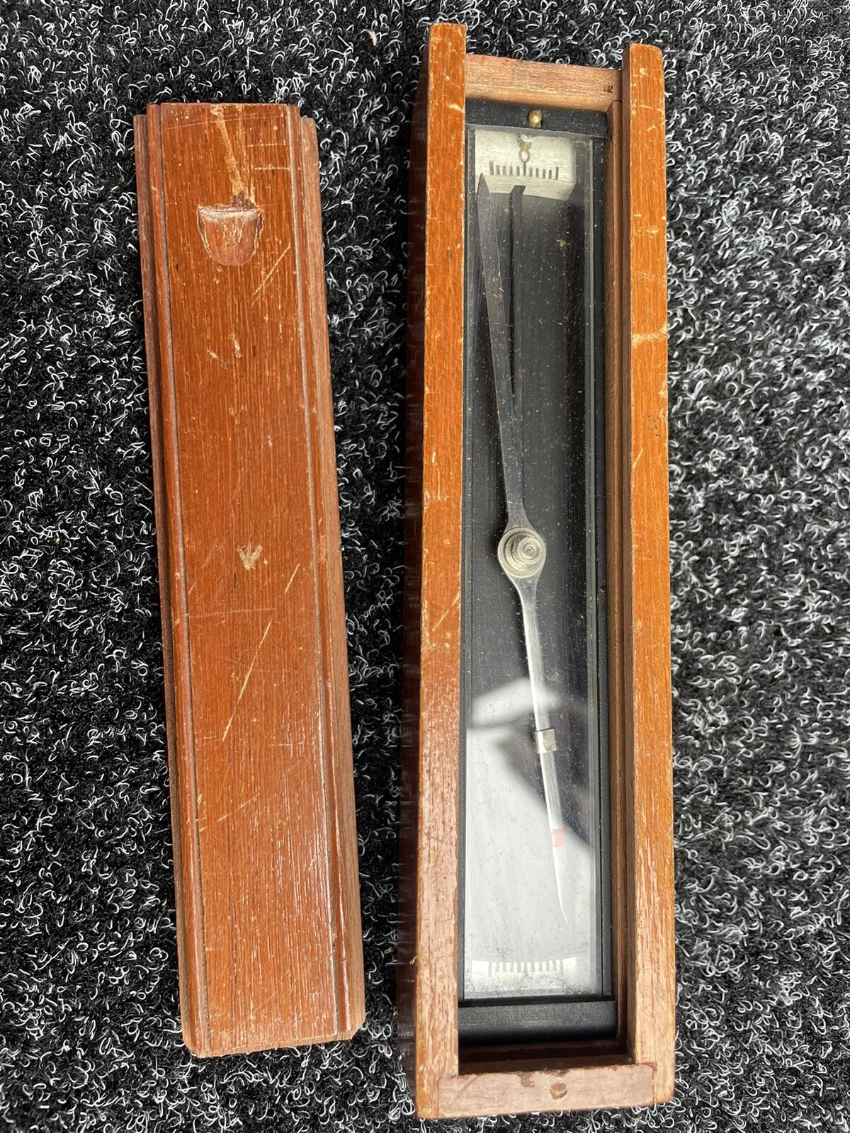 ANTIQUE MILITARY TROUGH COMPASS IN HARDWOOD CASE BY WEMCO