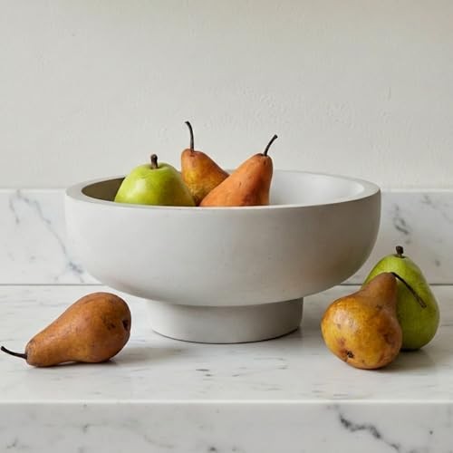  Concrete Fruit Bowl for Kitchen Counter - Large Decorative Bowls for Home Gray