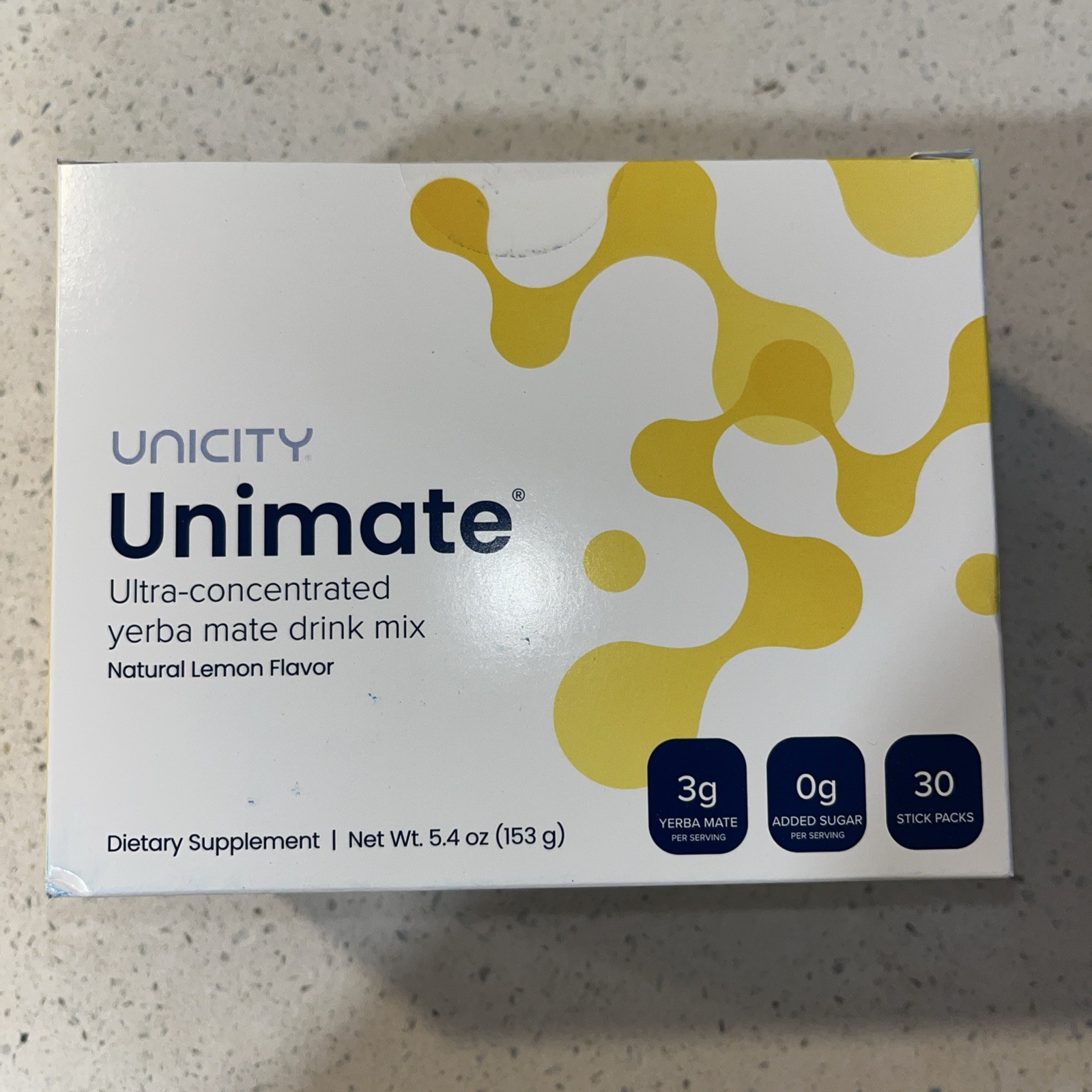 Unicity Unimate LEMON YERBA MATE 30 Stick Packs/Sachets Exp 10/2027 NEW/SEALED!