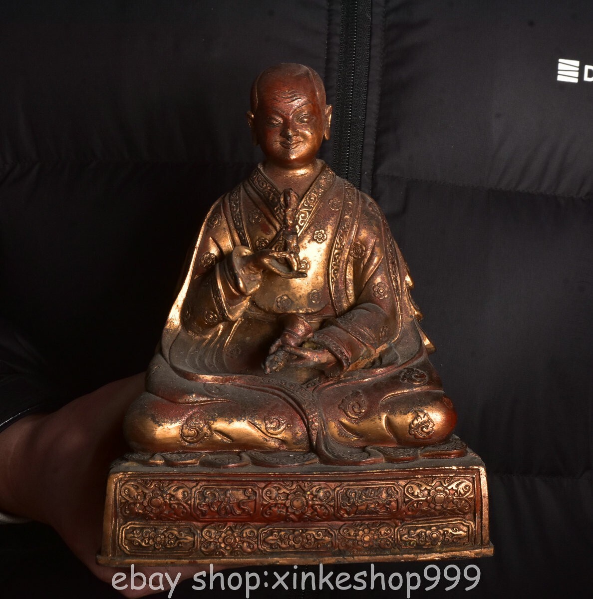 8.2" Old Chinese Copper Gilt Buddhism Vajrapani Chana Dorje Statue Sculpture