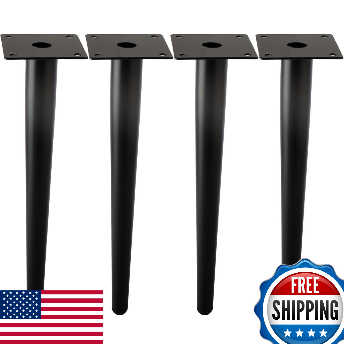 ALXEH 20" Black Round Tapered Metal Furniture Legs, 1800lbs Capacity