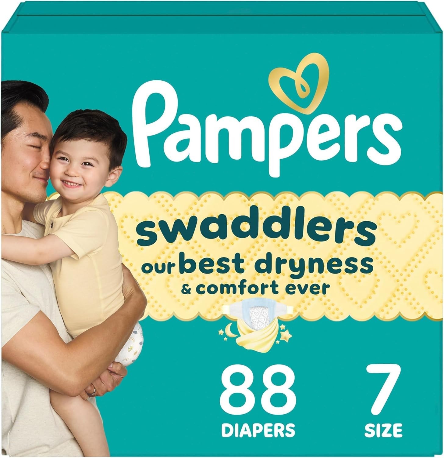 Diapers Size 7 26-50 lb 88 Count Pampers Swaddlers Absorbent Keeps Baby Skin