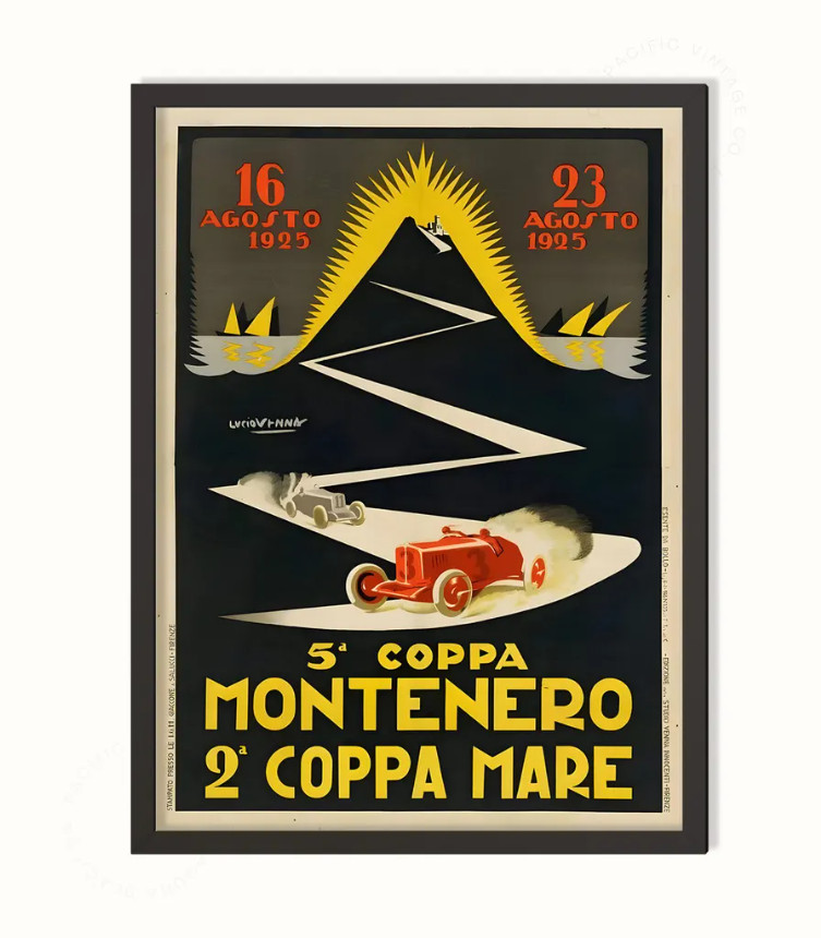 Vintage Montenero Racing Poster | Retro 1925 Italian Motorsport Art Print