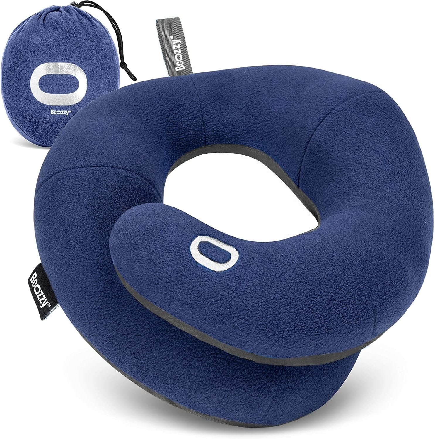 Travel Neck Pillow for Airplane – Patented Double Support for Head, Neck, 
