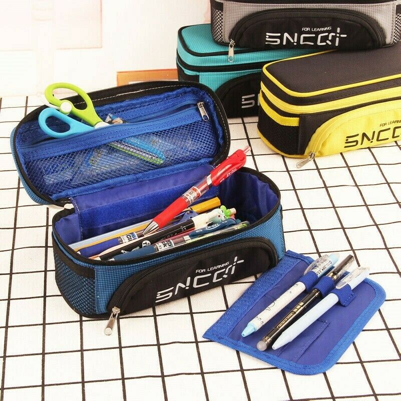 Student Pen Bag Pencil Case Zip Travel Large Capacity Boy School Stationery YM0
