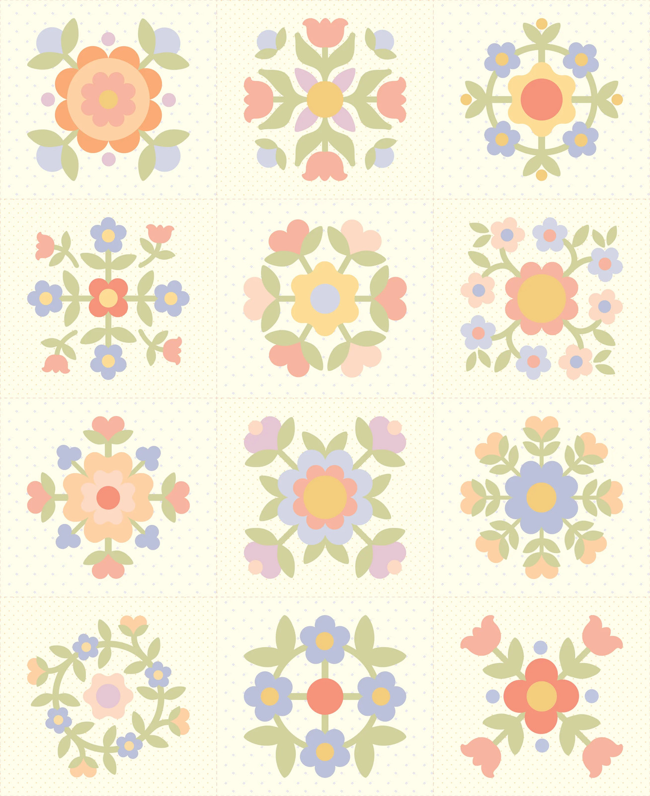 MODA - Pastel Prairie - Pastel Prairie Panels 36" x 44" Panels - Porcelain -