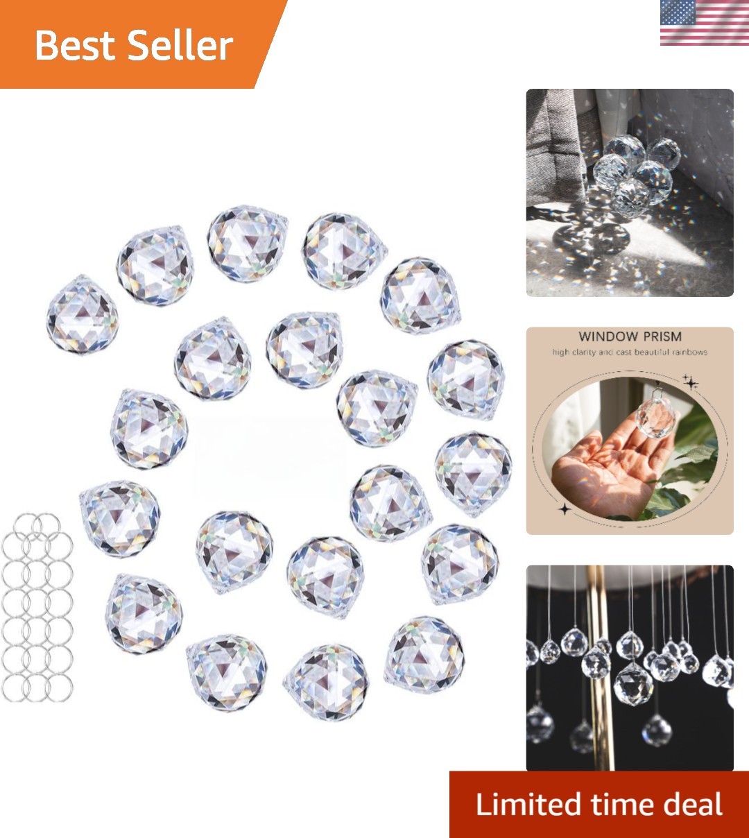 20Pcs 1.75 inch/40mm Clear Crystal Ball Prism Pendant Suncatcher for Feng Shu...