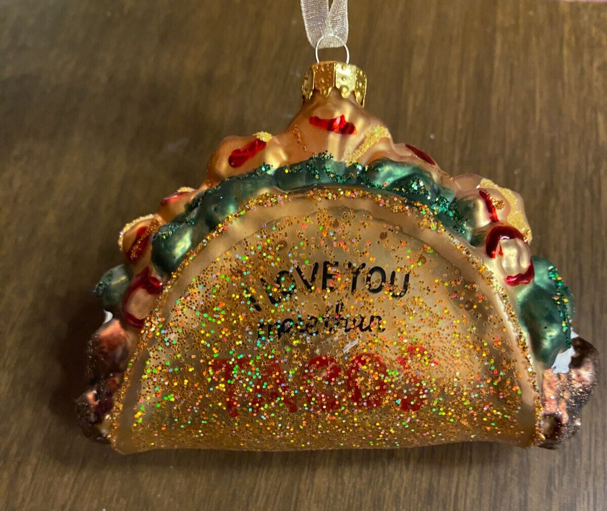Blown Glass Taco Food Mexico Christmas Ornament 4"