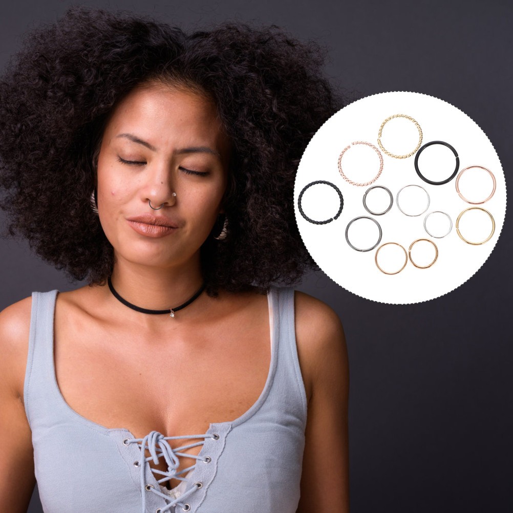 2 Sets Decorative Nose Nose Piercing Hoops Alloy Nose Jewelry