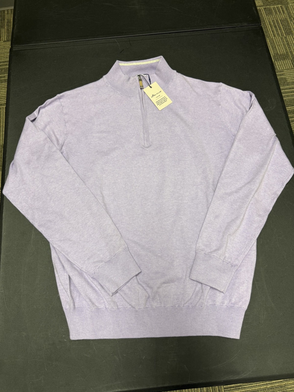 NWT MEN'S PETER MILLAR 1/4 ZIP SWEATER, SIZE: L, COLOR: LIGHT PURPLE (M10.19)