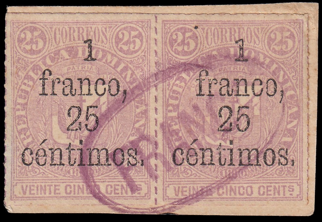 Dominican Republic 48 1883 Stamps From 1880 With Overprint Pair Used