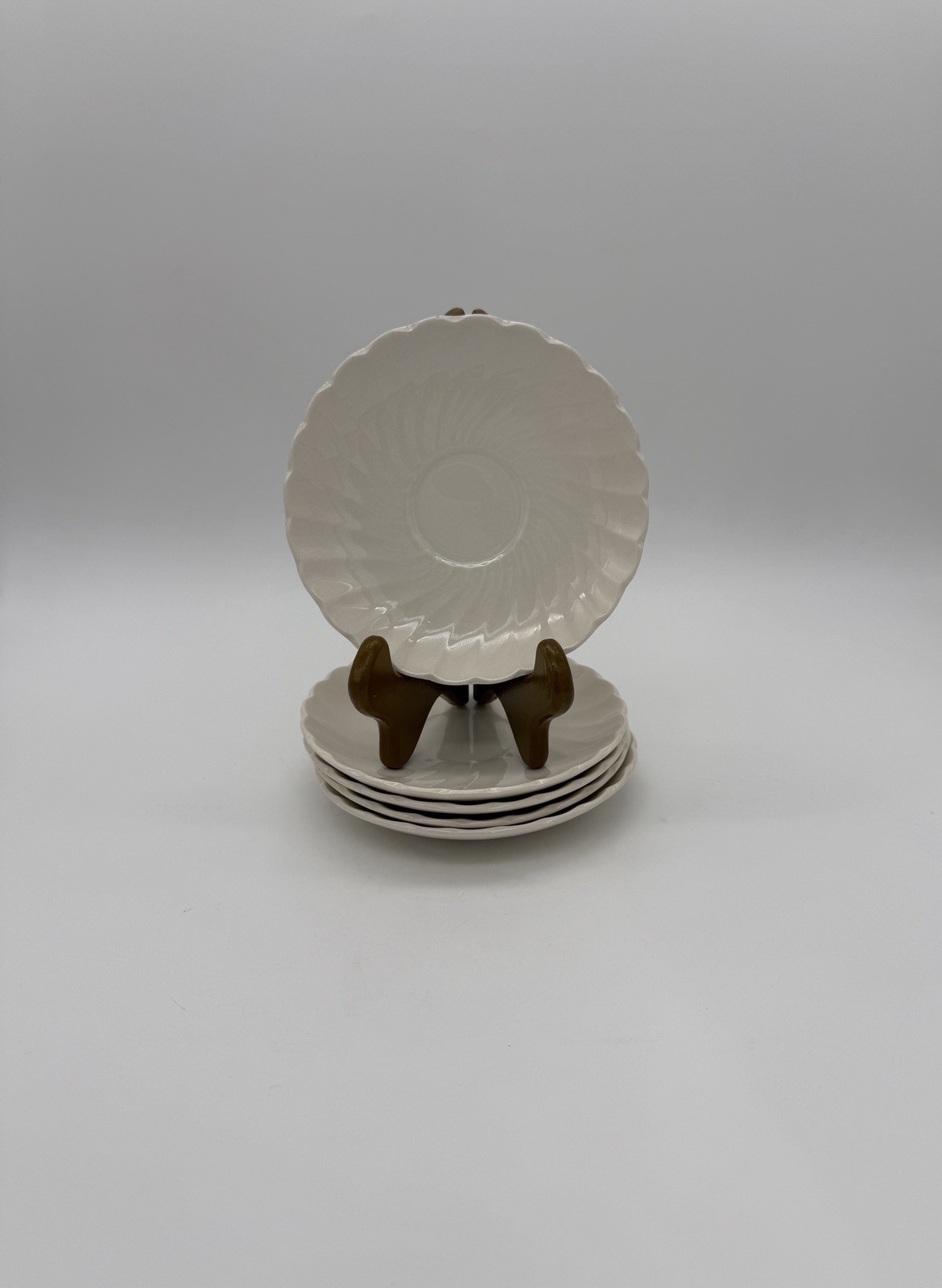 Myott Staffordshire England Olde Chelsea White Swirl 5.5” Teacup Saucer Set Of 5