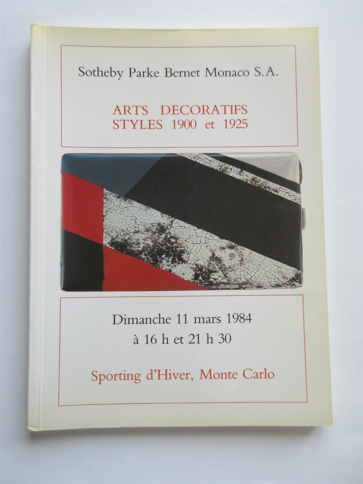 Sothebys Auction Catalog March 11, 1984 Arts Monte Carlo Monaco in French 