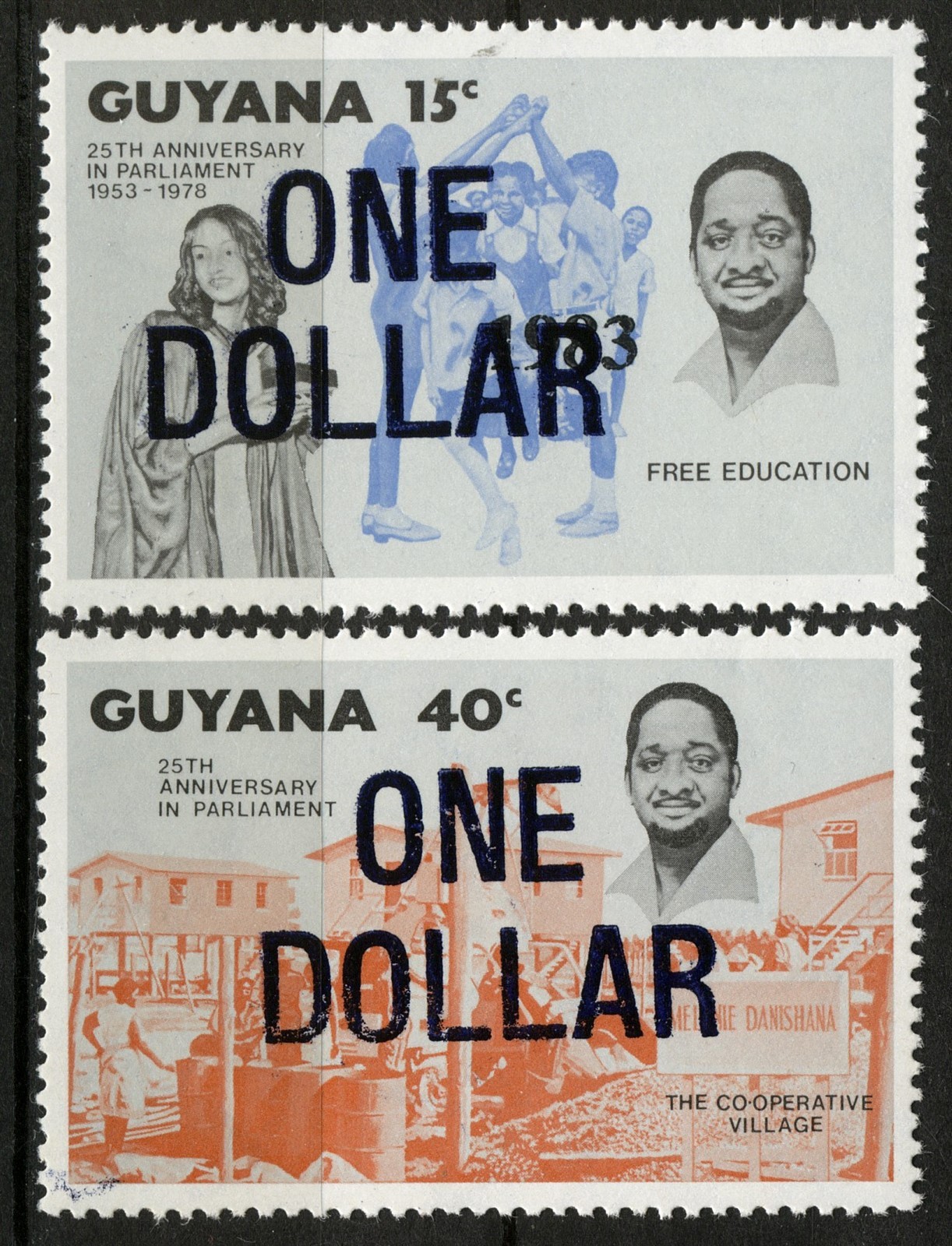 Guyana 1983, 1$ on 25th Anniv in Parliament set MNH, Mi 949-50 cat €18