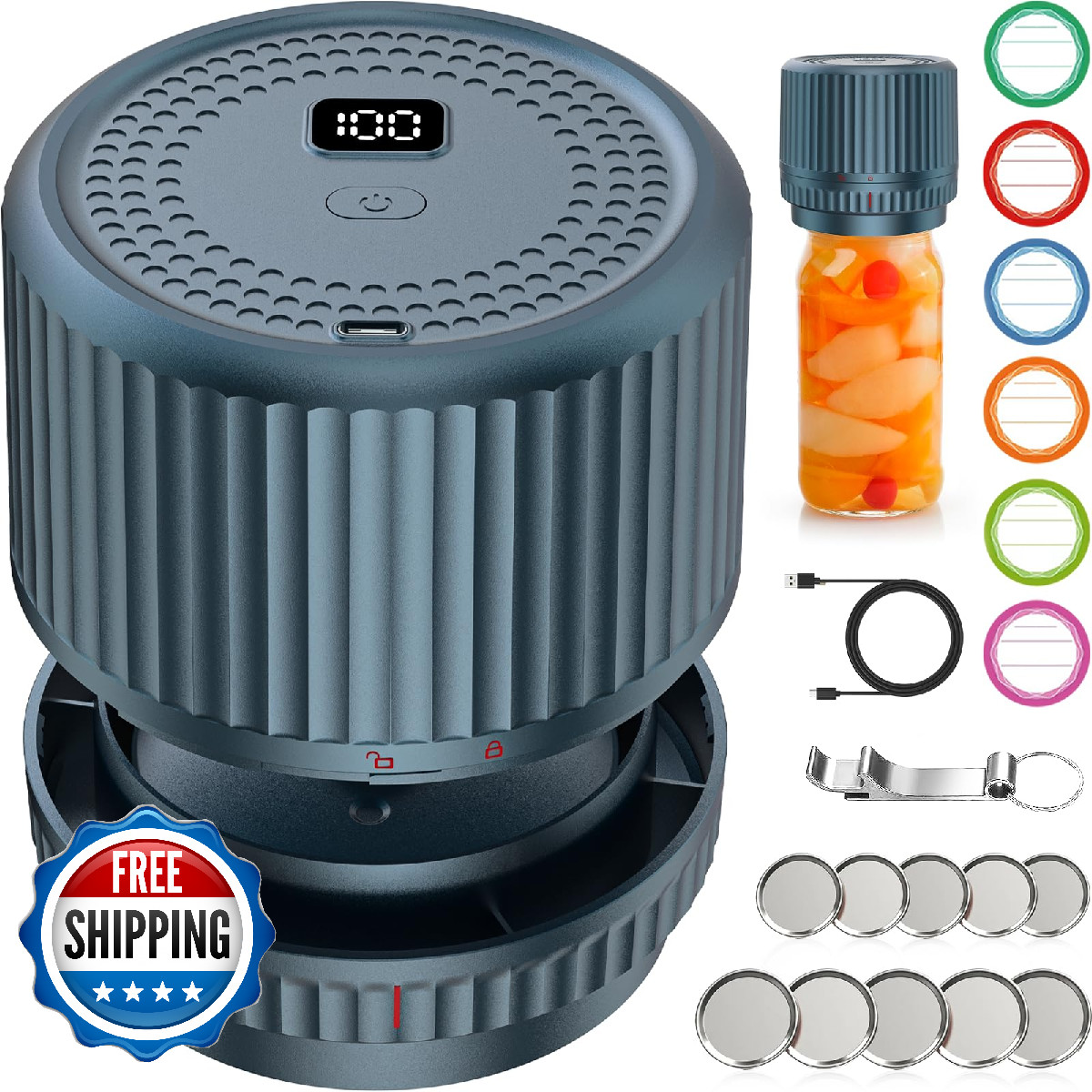 M12 Auto Stop Electric Mason Jar Vacuum Sealer 2026 Upgrade Smart Portable