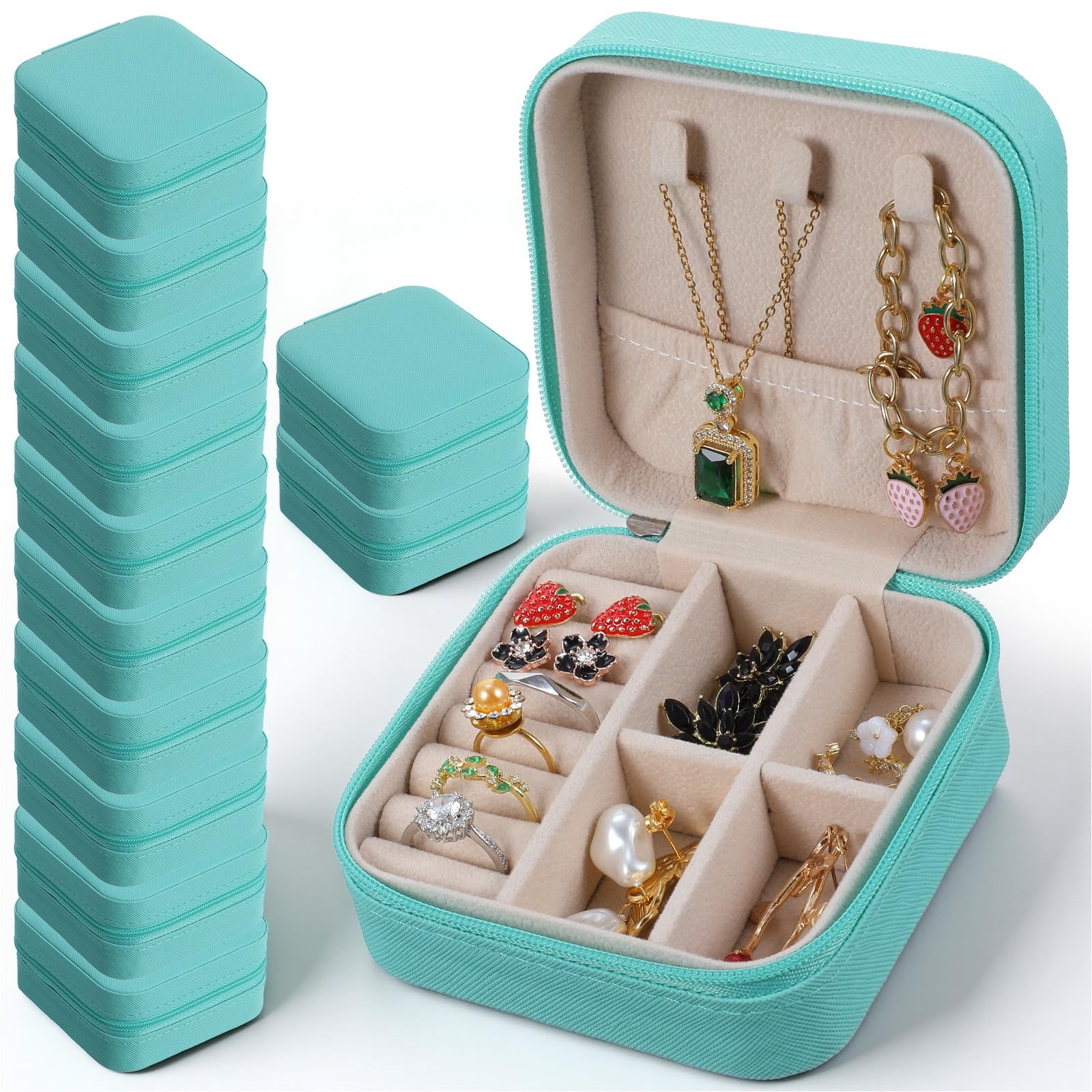 12 Pcs Small Jewelry Box Mini Travel Jewelry Case Bridesmaid Gift Pu Leather ...
