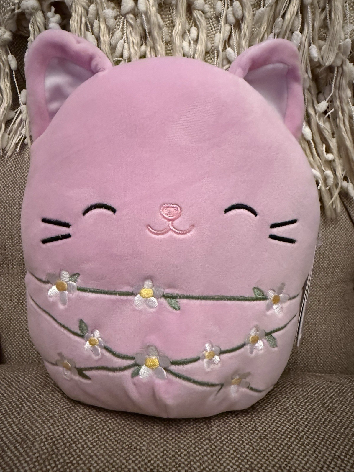 NEW Squishmallows 8” Inch Mak The Lavender Purple Cat Wrapped in Flowers Easter