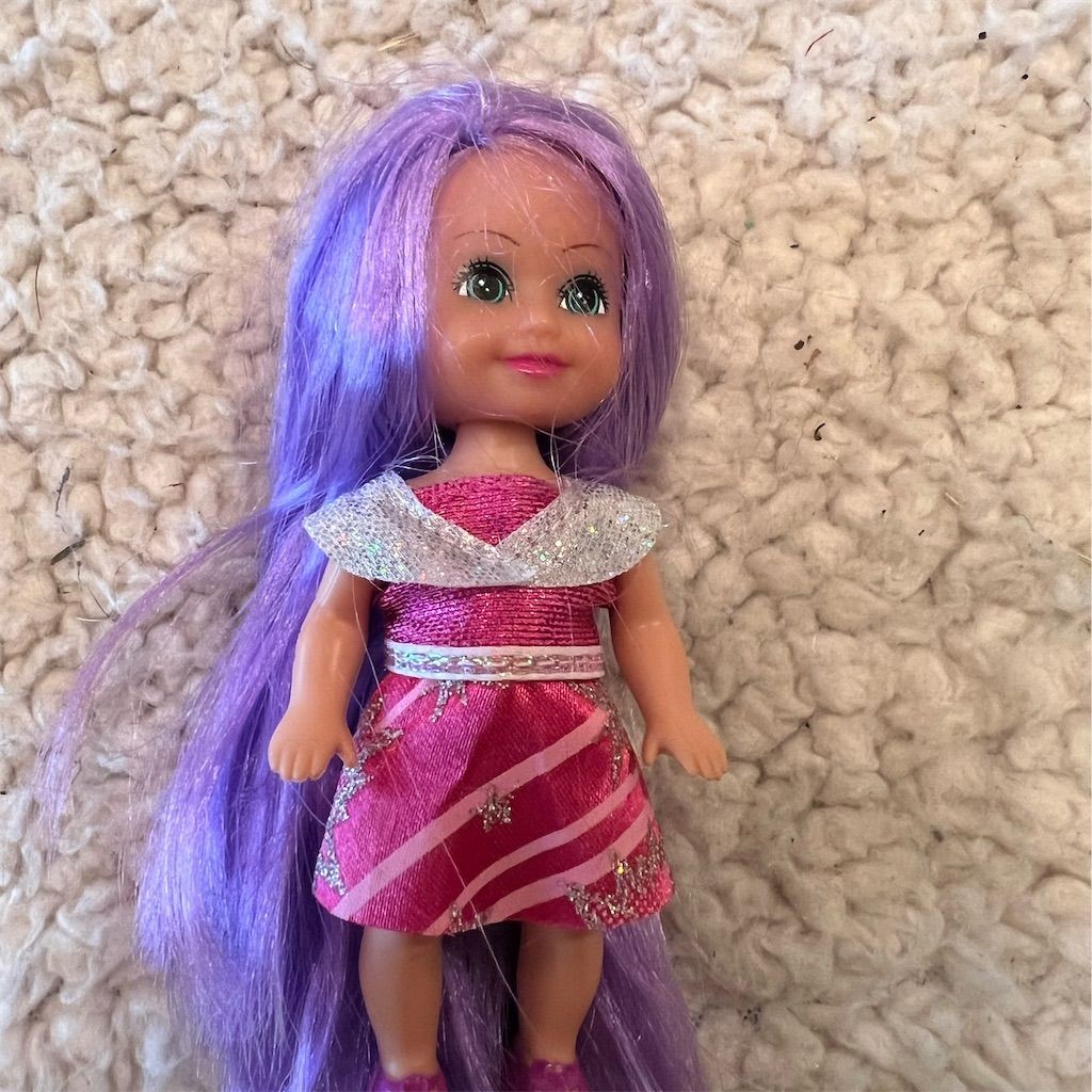 ZURU Sparkle Girlz Mini Doll with Purple Hair & Pink Glitter Dress