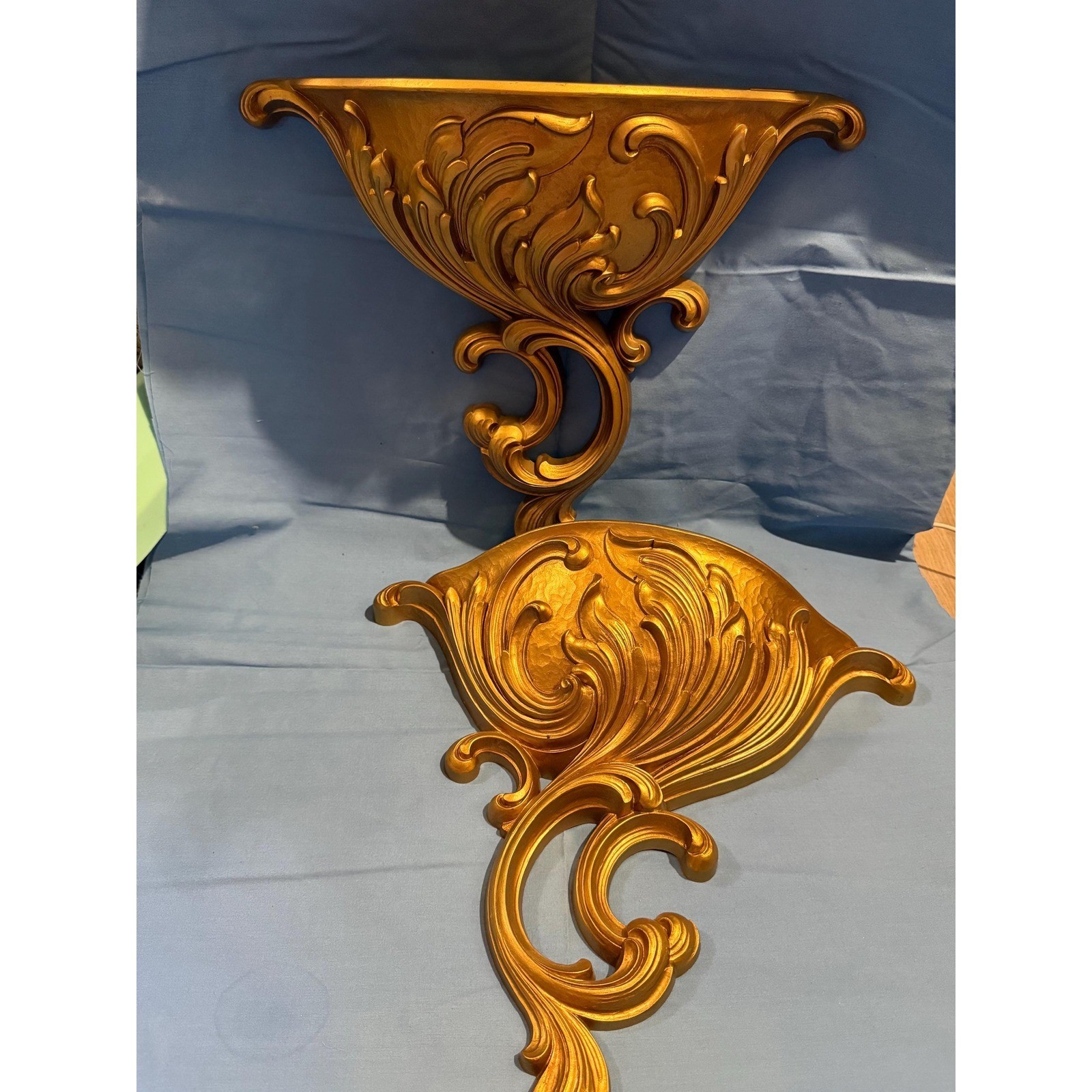Pair of Syroco Hollywood Regency Wall Sconce Planters. Very Ornate.