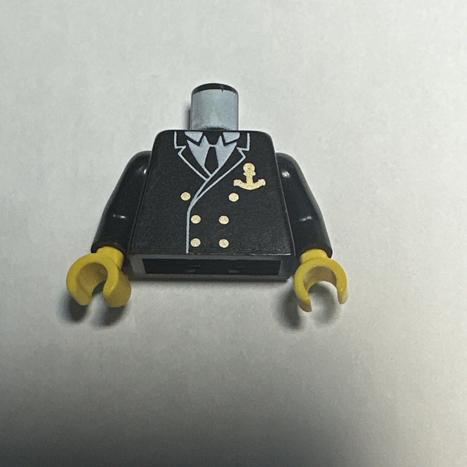 LEGO Minifig Cruise Ship Captain Officer Sailor Black Uniform Torso Yellow Hands
