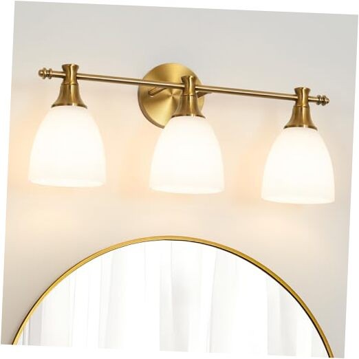 Vintage Bathroom Light Fixtures, 3-Light Brushed Brass Vanity Light 3 light