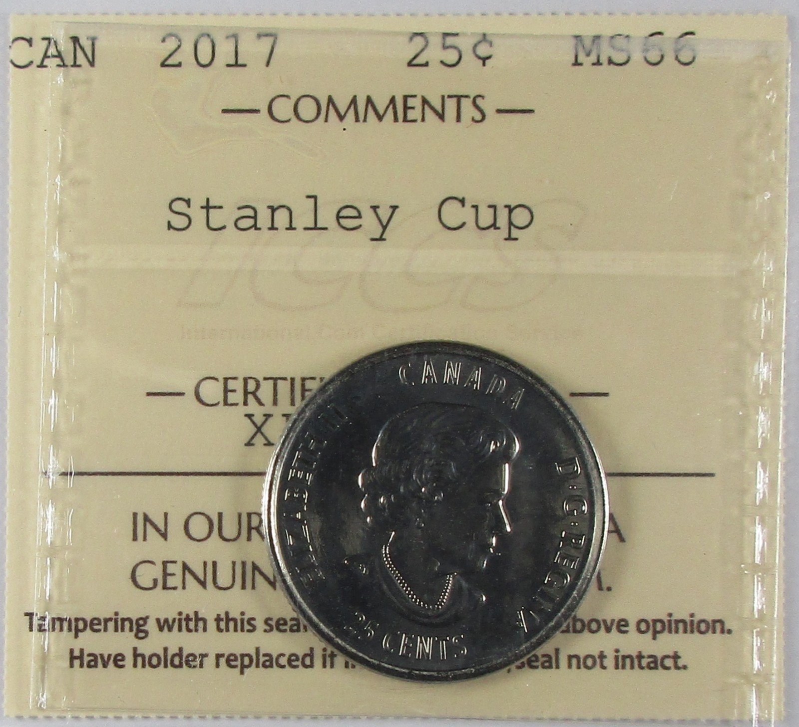 2017 Canada Twenty-Five Cent - Stanley Cup 125 Years - ICCS MS-66