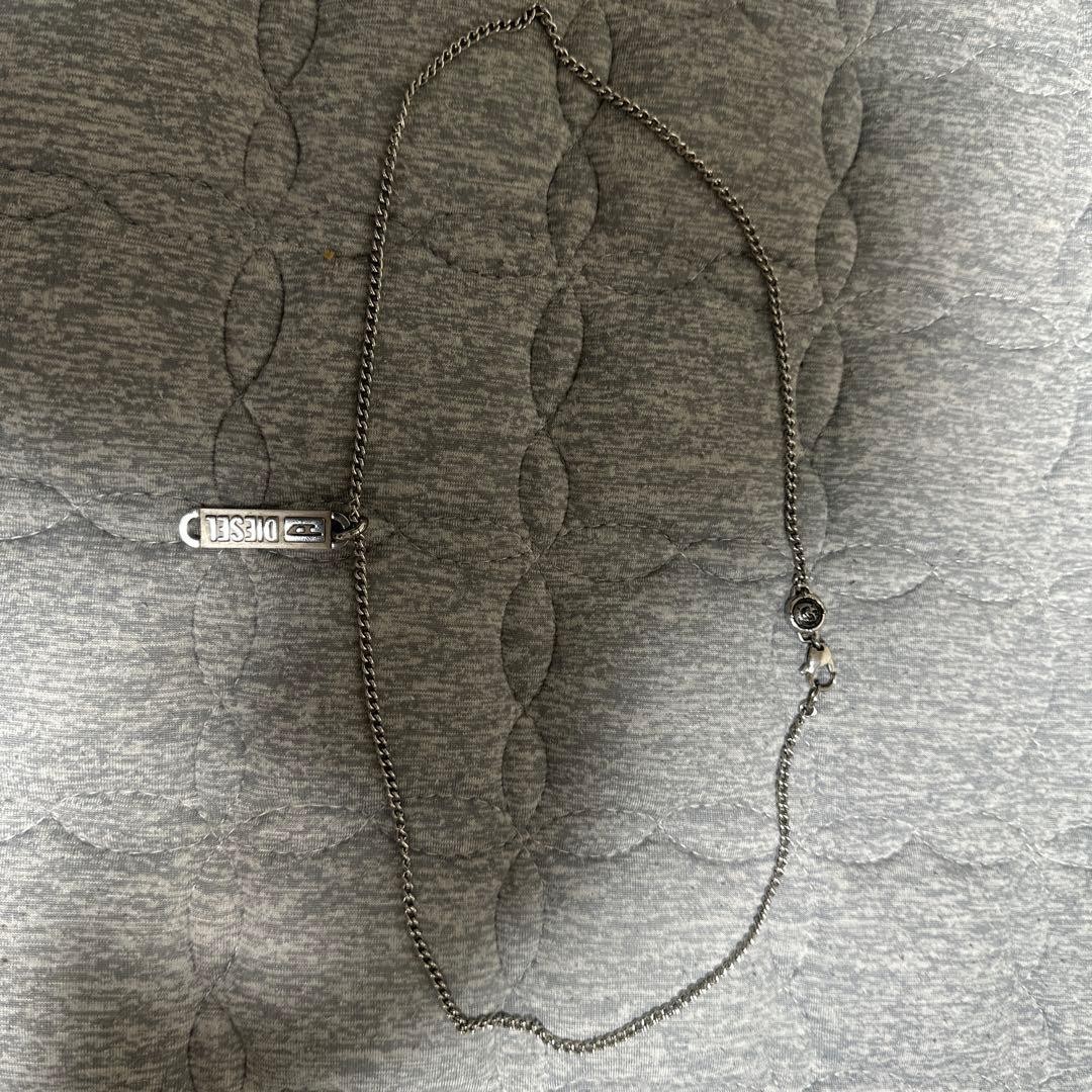 Diesel Men Logo Plate Necklace With Link Chain Almost unused Luxury Classic ITA