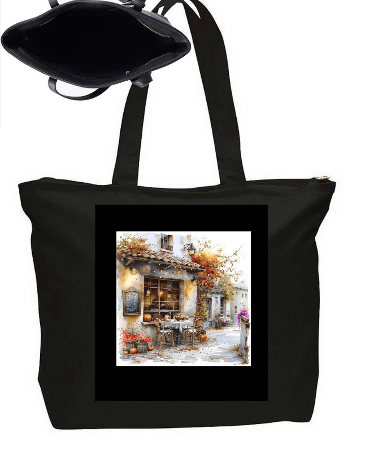 Streets Of Paris Tote Bag Heavy Duty Zipper Closure Travel Poster Art 20" Wide