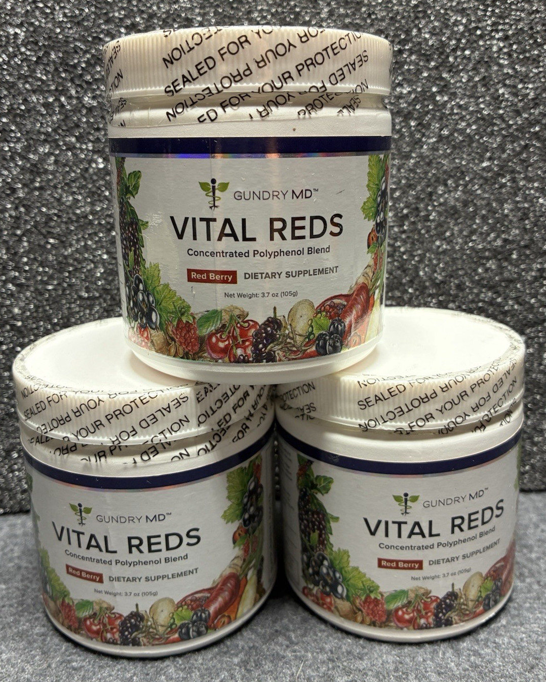 3 Gundry MD Vital Reds-Red Berry Concentrated Polyphenol Blend 4oz Jars MFG 5/16