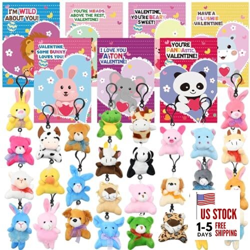UMEELR 28PCS Valentine's Day Mini Plush Animals Toys, Small Stuffed Animal 