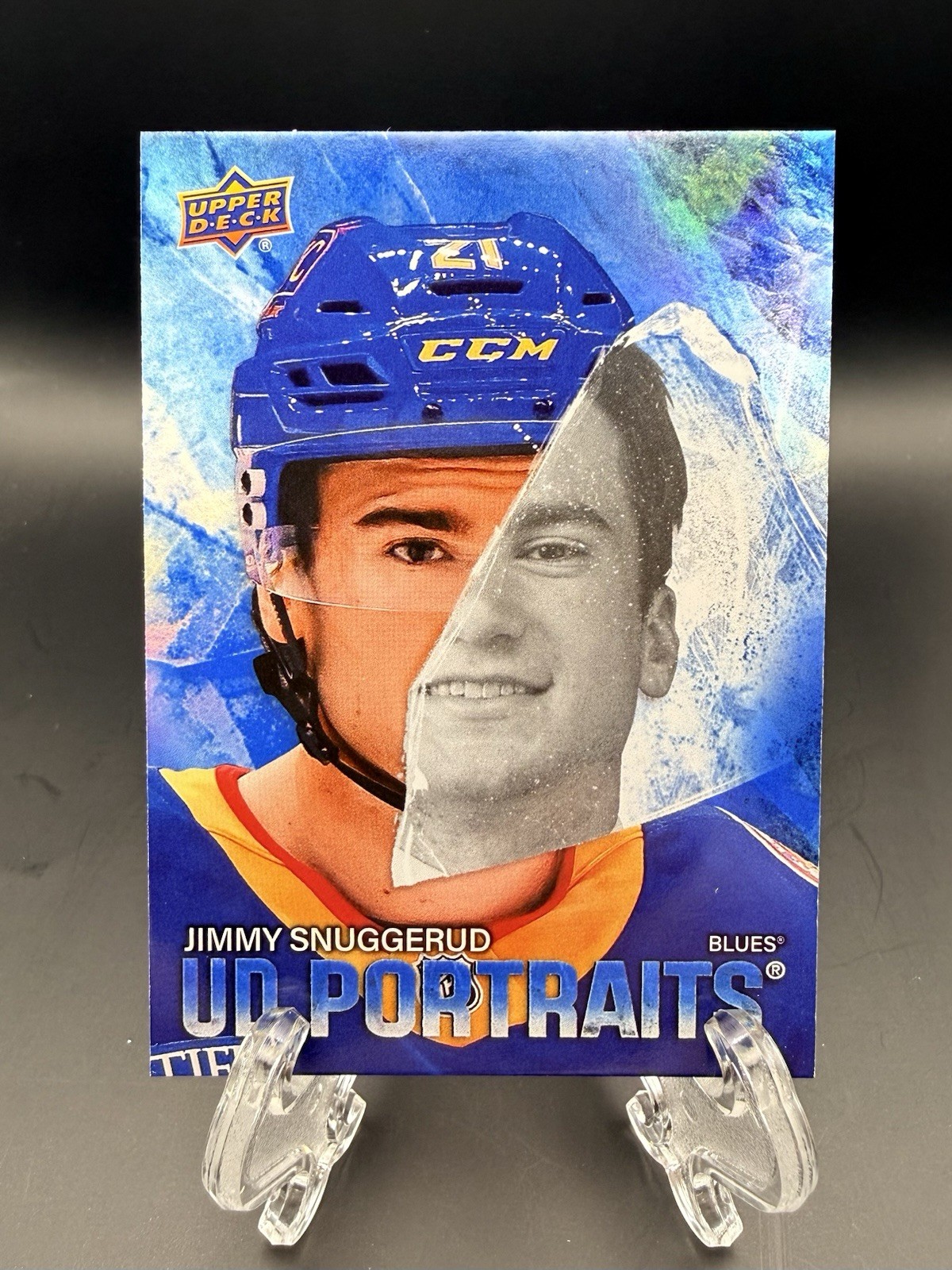 Jimmy Snuggerud Blues 2025-26 Upper Deck Series 2 Rookie Portraits P-38 RC